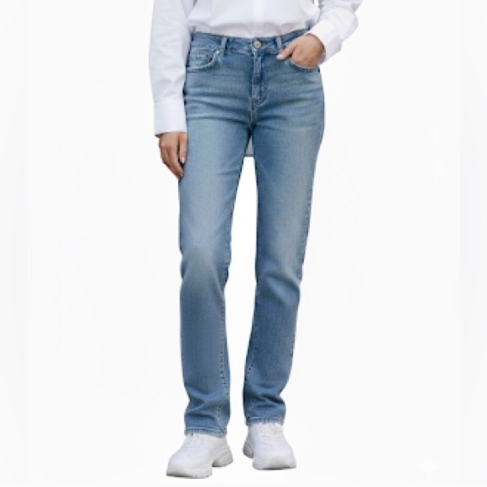 Gucci Mid Rise Tapered Straight Leg Jeans Concealed Button Fly Casual Blue